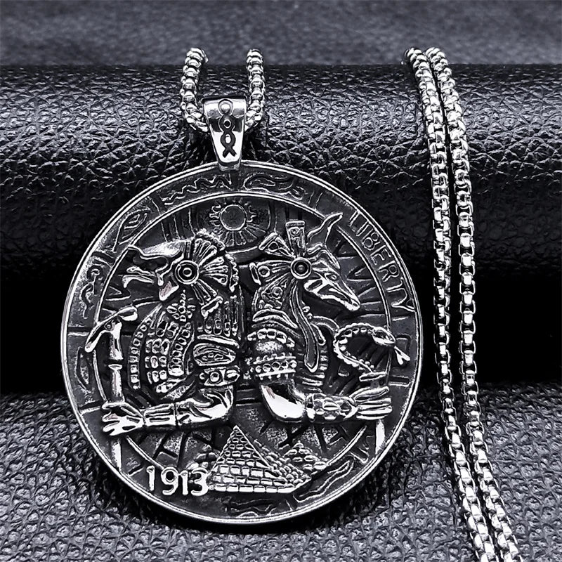 Collier pour hommes en acier inoxydable avec croix ankh égyptienne, clé de la vie, bijoux, chaîne en acier inoxydable
