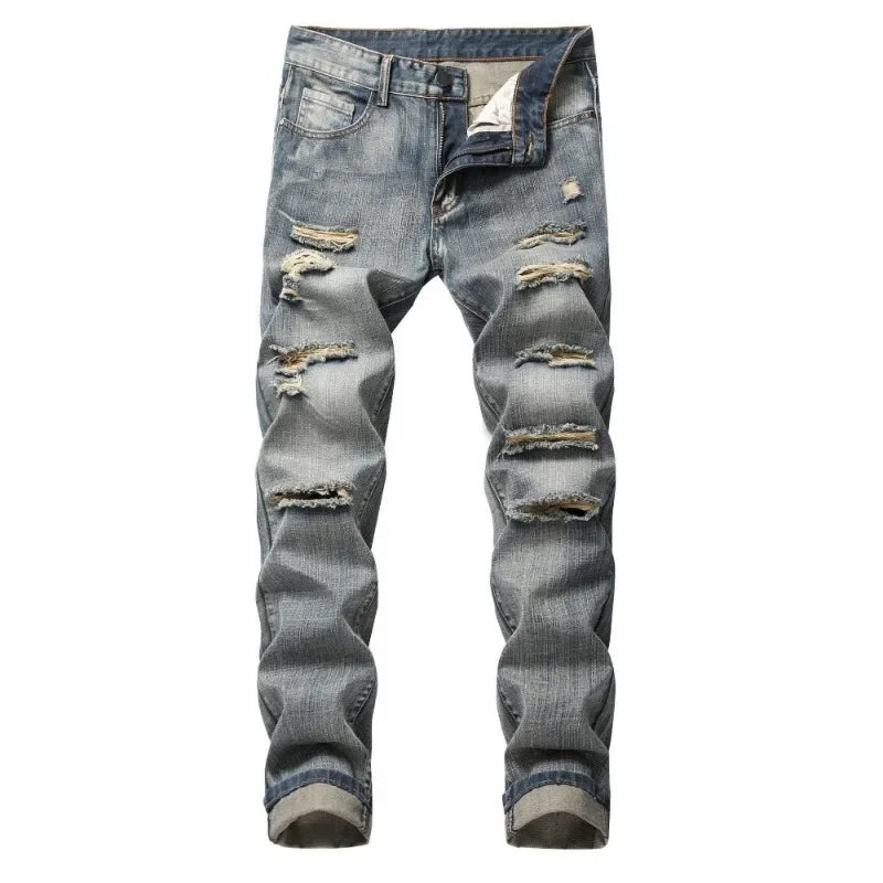 Pantalon pour homme coupe slim, déchiré