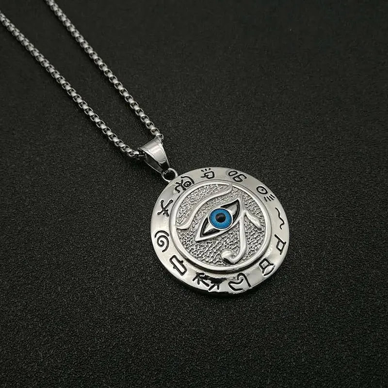 Pendentifs de l'Égypte Ancienne en forme d'Œil d'Horus pour femmes et hommes en acier inoxydable couleur or