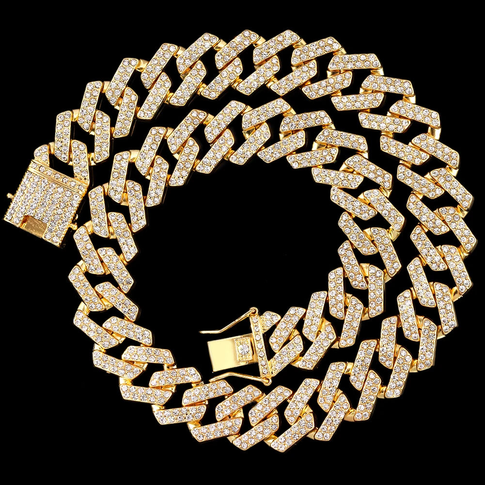 Collier et bracelet en chaîne cubaine en diamants pour hommes et femmes