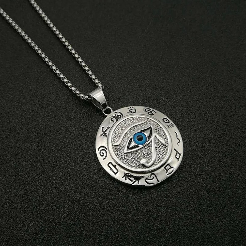 Pendentifs de l'Égypte Ancienne en forme d'Œil d'Horus pour femmes et hommes en acier inoxydable couleur or