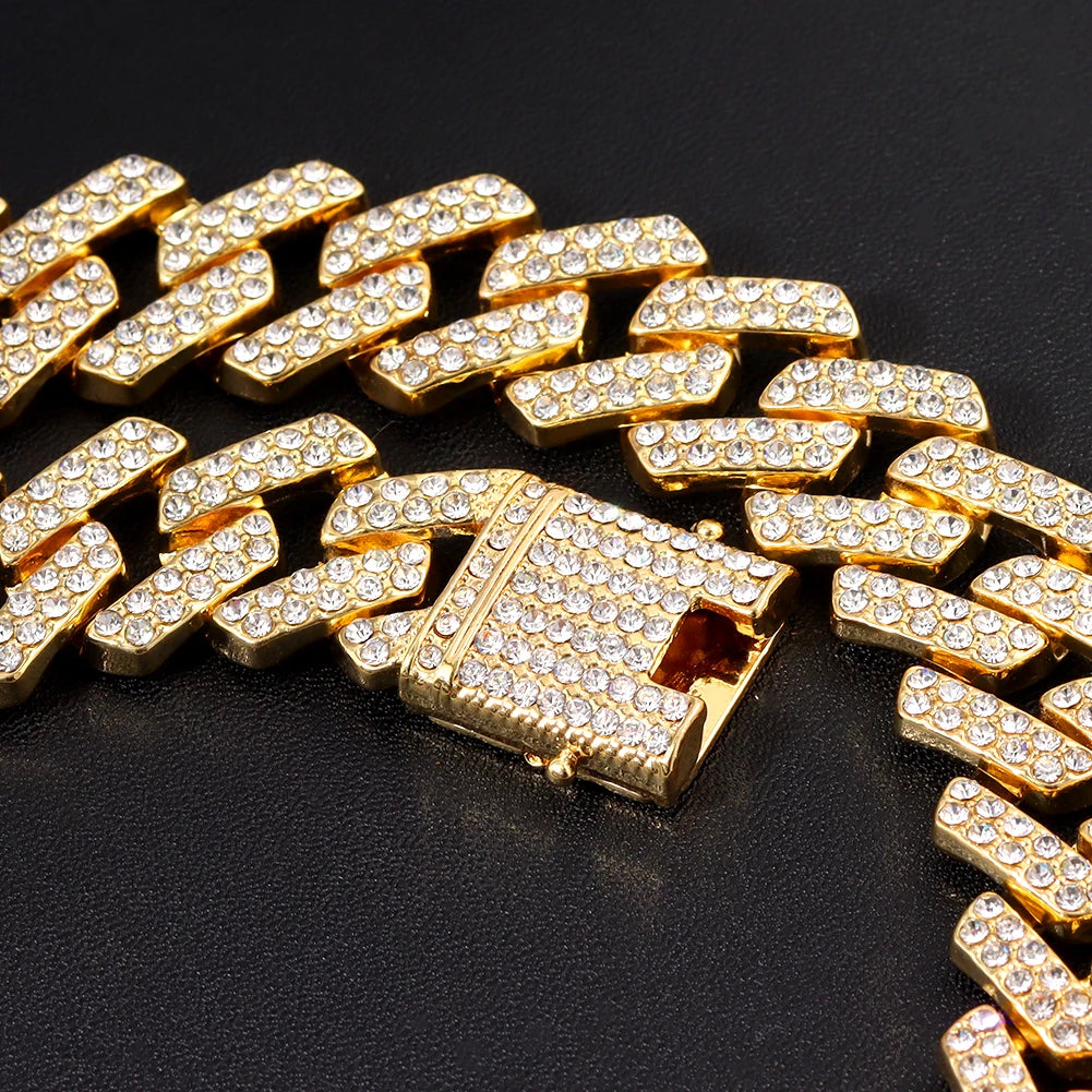 Collier et bracelet en chaîne cubaine en diamants pour hommes et femmes