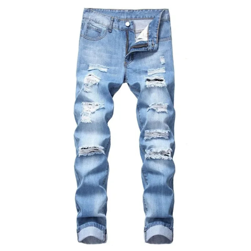 Pantalon pour homme coupe slim, déchiré
