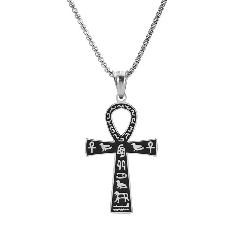 Collier en chaîne pour homme avec pendentif croix de ankh égyptienne