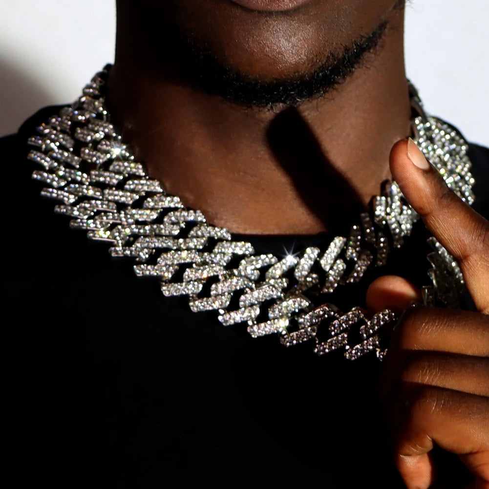Collier et bracelet en chaîne cubaine en diamants pour hommes et femmes