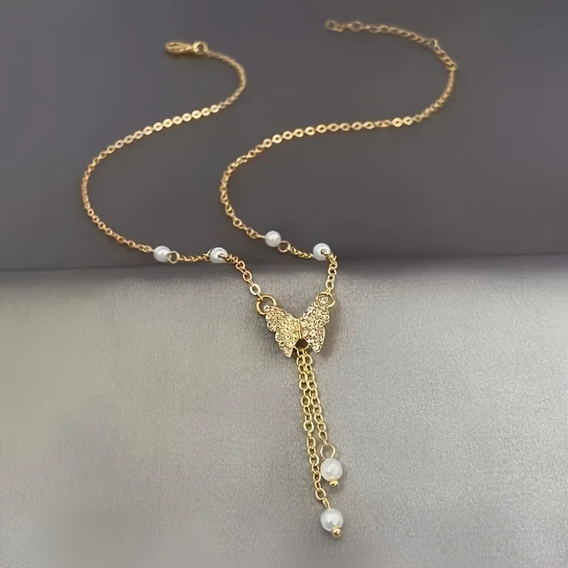 Collier pendentif en forme de papillon en plaqué or pour femmes