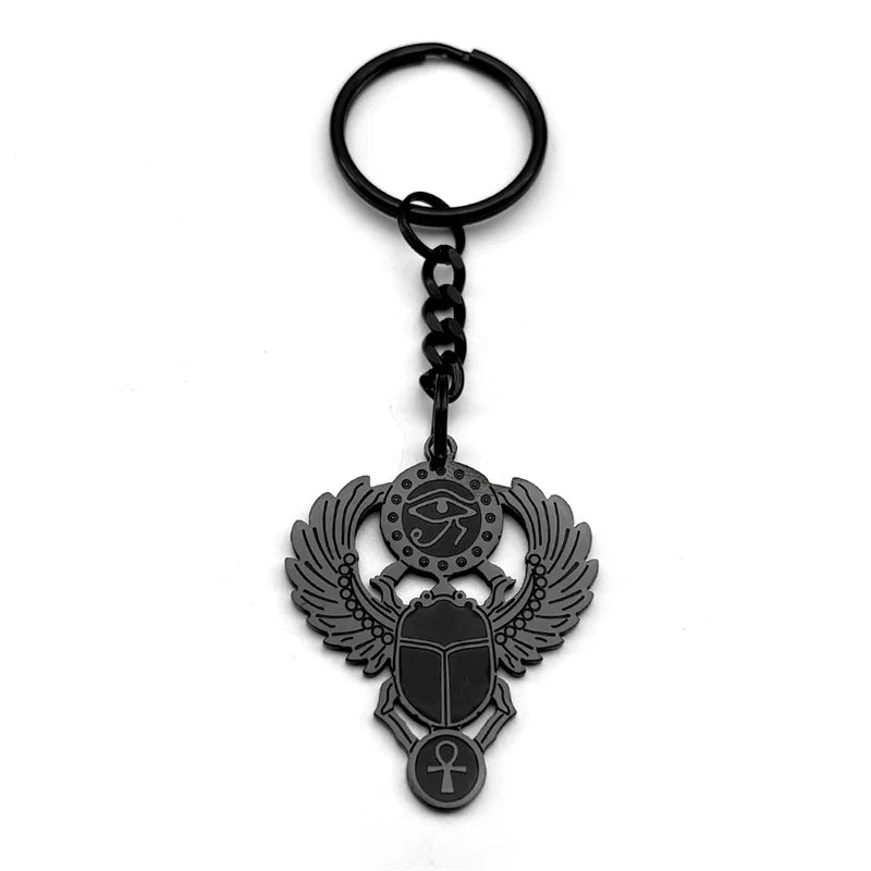 Colliers en acier inoxydable couleur or, symbole du scarabée égyptien œil de Ra Horus, collier clé de vie ankh,