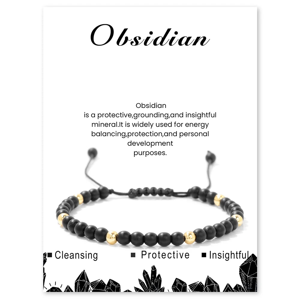 Bracelets tressés en grenat de 4 mm pour femmes et hommes en pierres naturelles