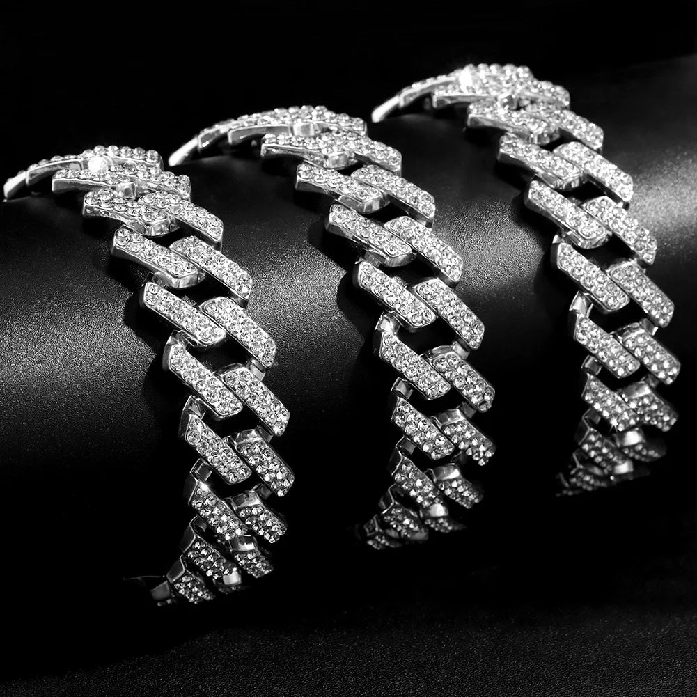 Collier et bracelet en chaîne cubaine en diamants pour hommes et femmes