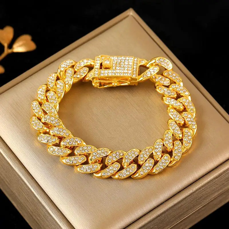 Chaîne en métal de luxe pour hommes, plaqué or 18K