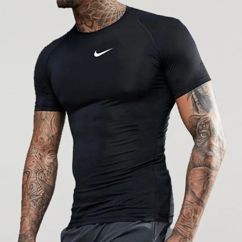 T-shirt NOIR de course et d'entraînement en polyester Nike Sportswear