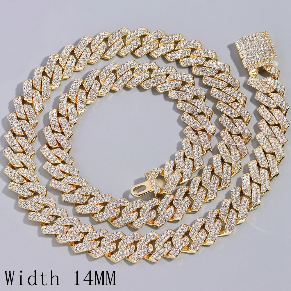 Collier et bracelet en chaîne cubaine en diamants pour hommes et femmes