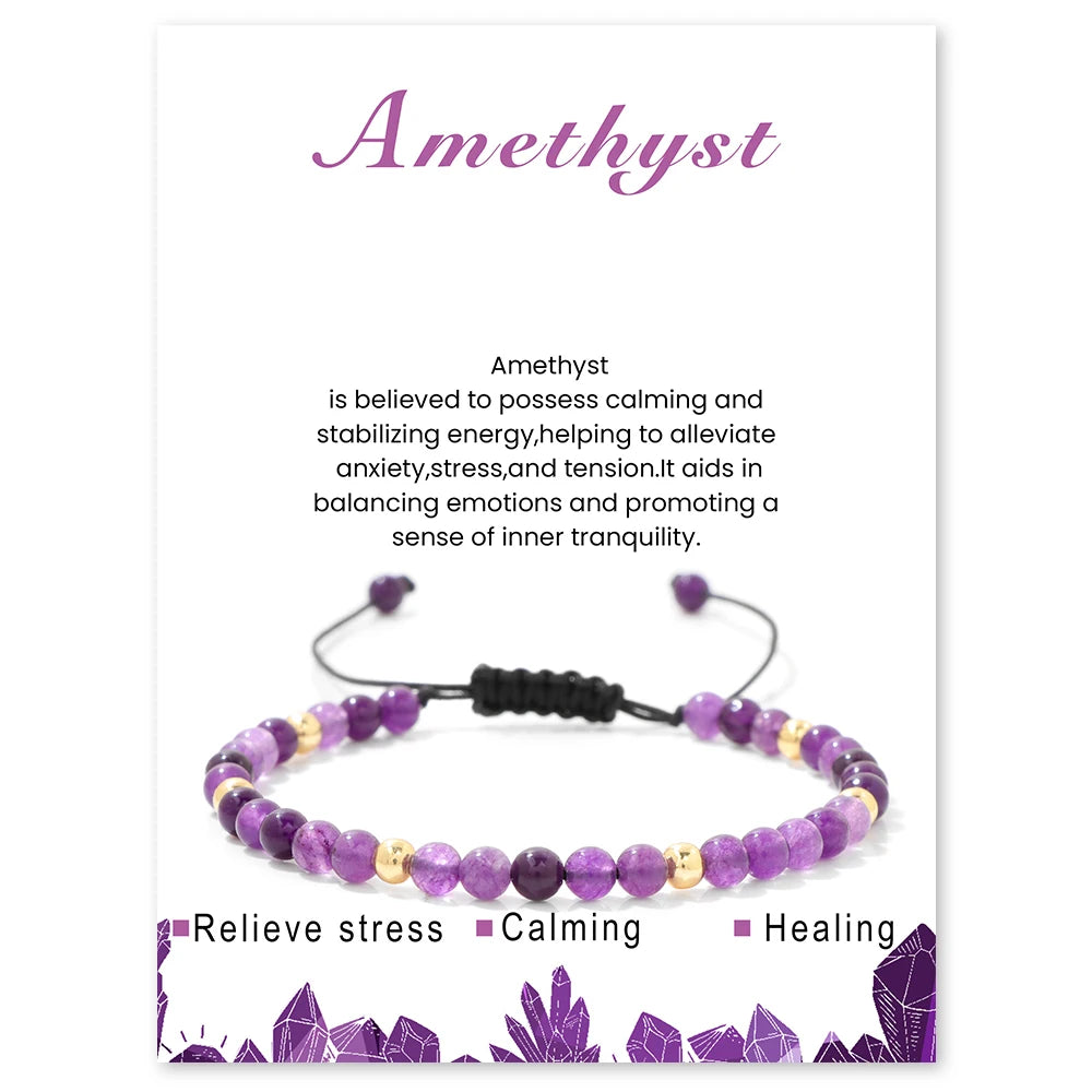 Bracelets tressés en grenat de 4 mm pour femmes et hommes en pierres naturelles