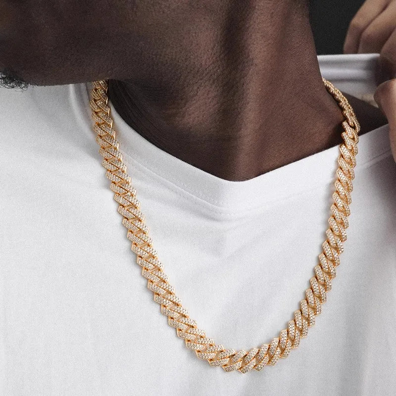 Chaîne en métal de luxe pour hommes, plaqué or 18K