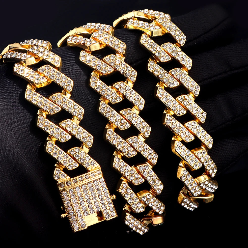 Collier et bracelet en chaîne cubaine en diamants pour hommes et femmes
