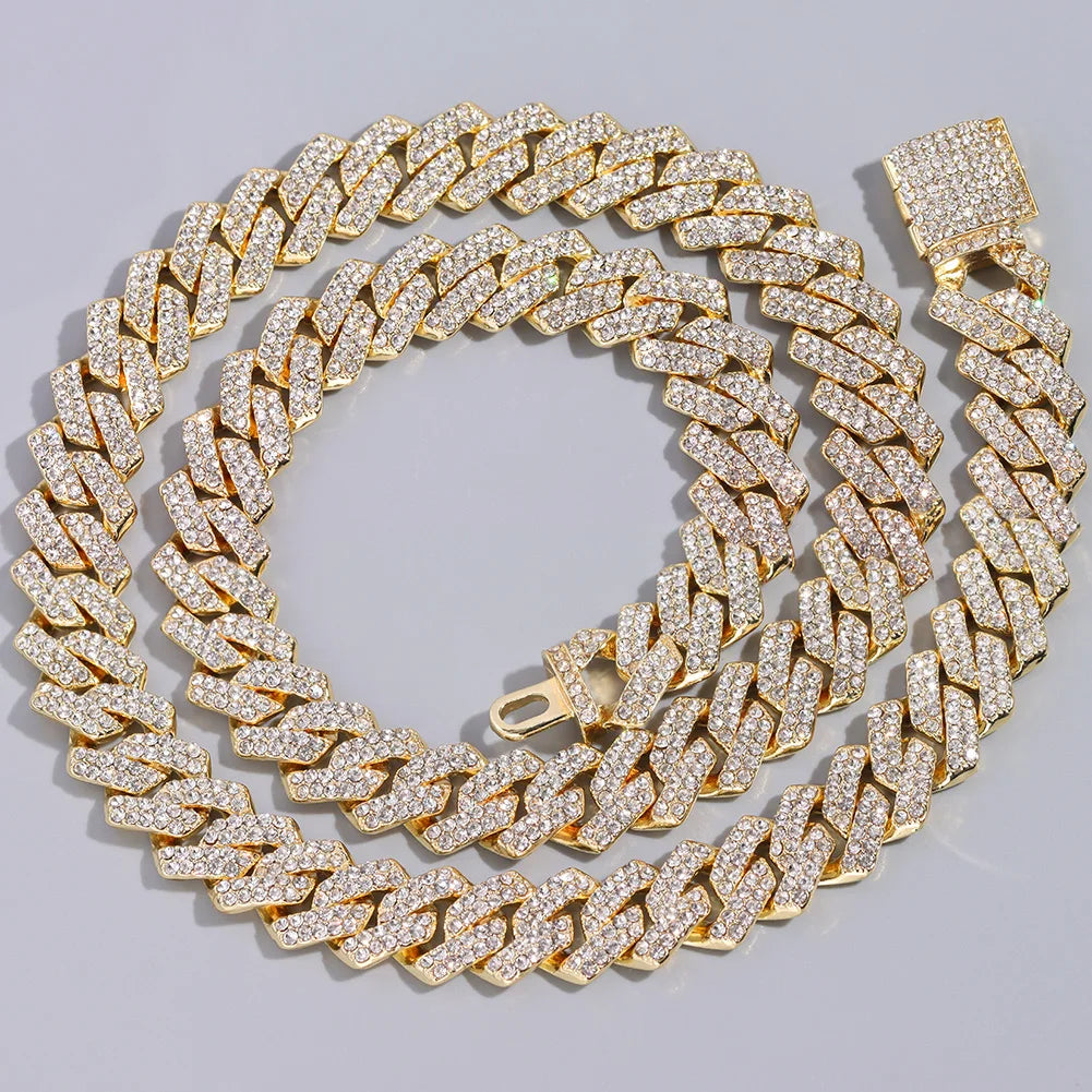 Collier et bracelet en chaîne cubaine en diamants pour hommes et femmes
