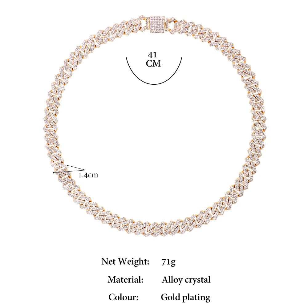 Collier et bracelet en chaîne cubaine en diamants pour hommes et femmes