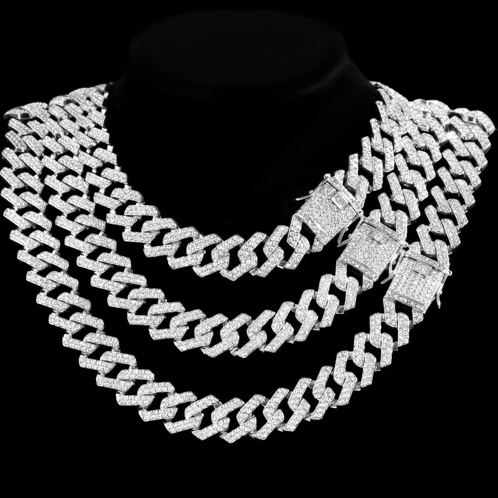 Collier et bracelet en chaîne cubaine en diamants pour hommes et femmes