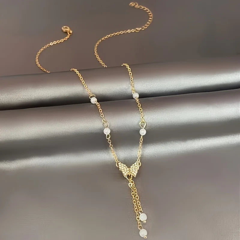 Collier pendentif en forme de papillon en plaqué or pour femmes