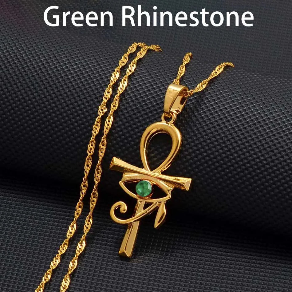 colliers Ancien Égypte Symbole Croix Ankh & Œil Amulettes Africaines Bijoux Égyptiens Accessoires en Pierre