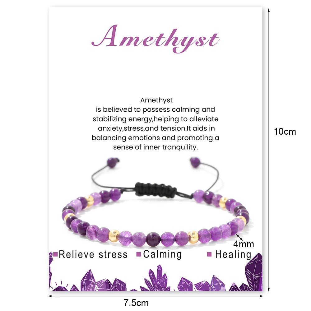 Bracelets tressés en grenat de 4 mm pour femmes et hommes en pierres naturelles