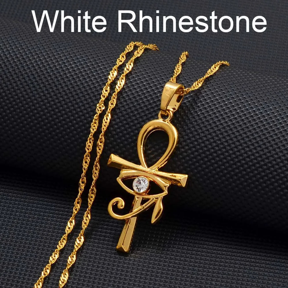 colliers Ancien Égypte Symbole Croix Ankh & Œil Amulettes Africaines Bijoux Égyptiens Accessoires en Pierre