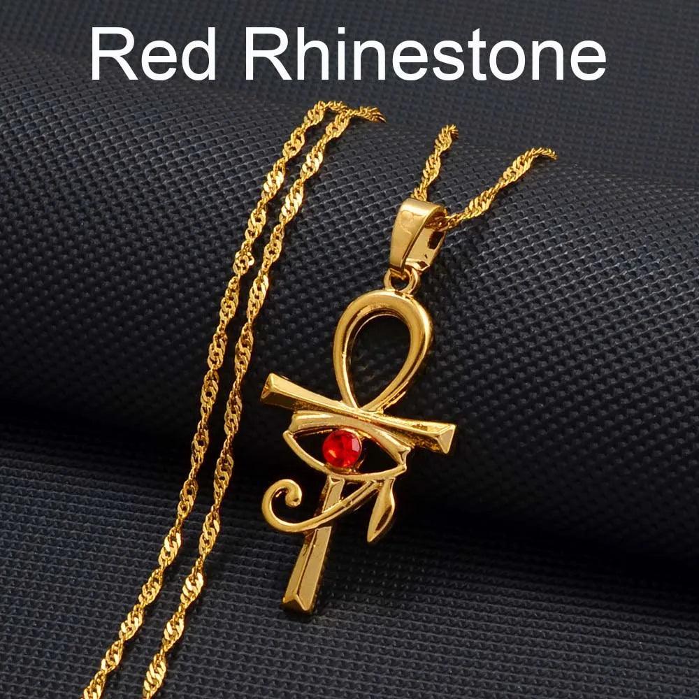 colliers Ancien Égypte Symbole Croix Ankh & Œil Amulettes Africaines Bijoux Égyptiens Accessoires en Pierre