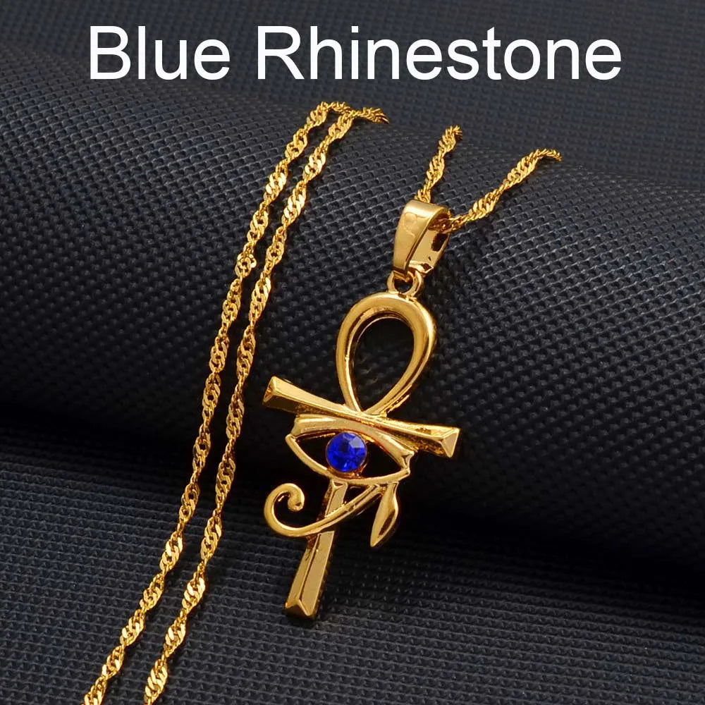 colliers Ancien Égypte Symbole Croix Ankh & Œil Amulettes Africaines Bijoux Égyptiens Accessoires en Pierre