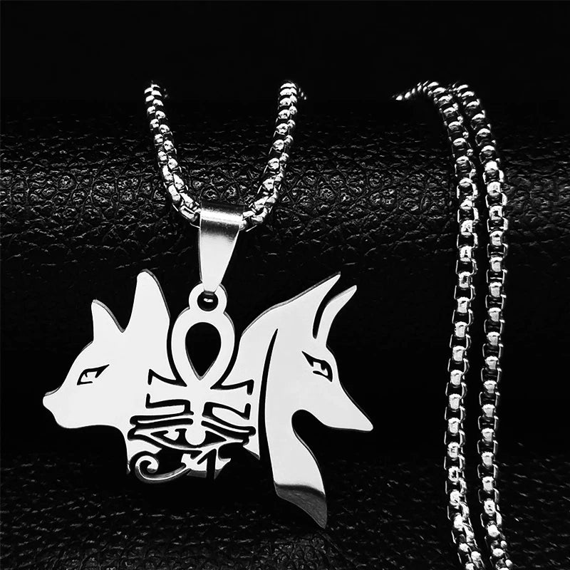 Colliers en acier inoxydable couleur or, symbole du scarabée égyptien œil de Ra Horus, collier clé de vie ankh,