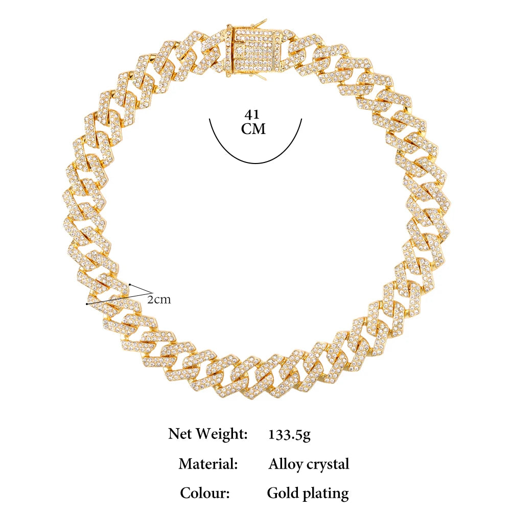 Collier et bracelet en chaîne cubaine en diamants pour hommes et femmes