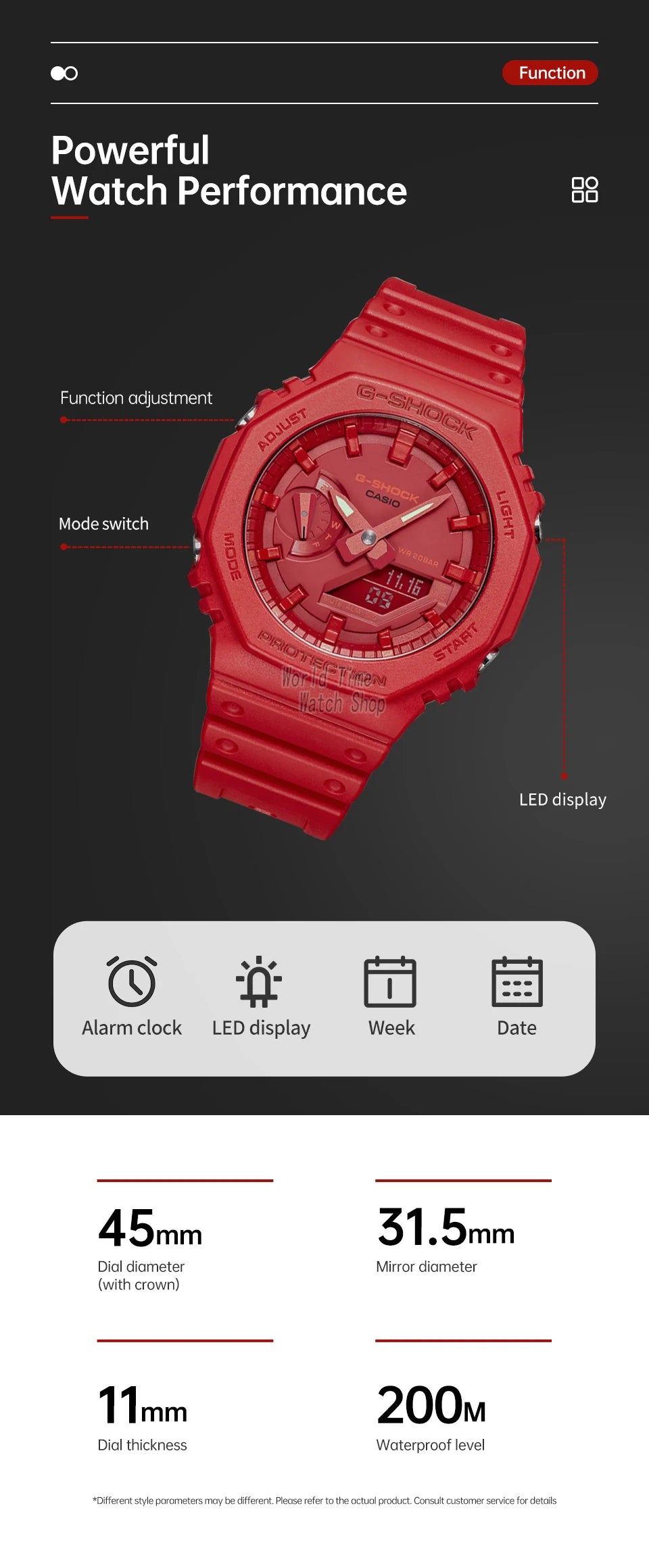 Montre Casio pour hommes G-SHOCK tendance étanche montre de sport
