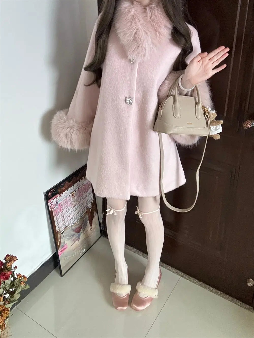 Manteau en laine pour femmes Famille Style Riche