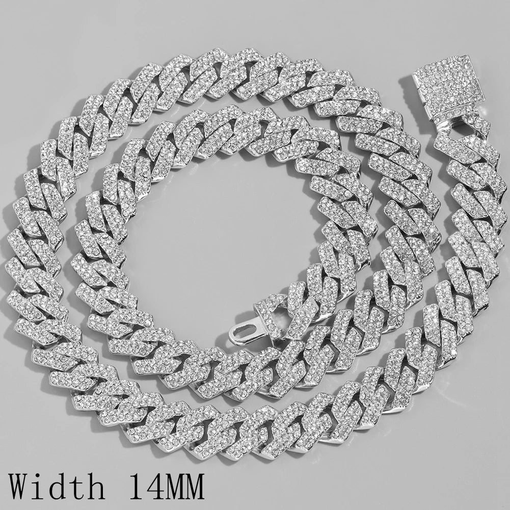 Collier et bracelet en chaîne cubaine en diamants pour hommes et femmes