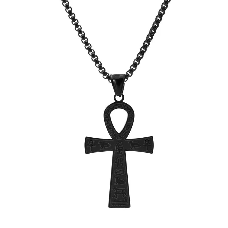 Collier en chaîne pour homme avec pendentif croix de ankh égyptienne