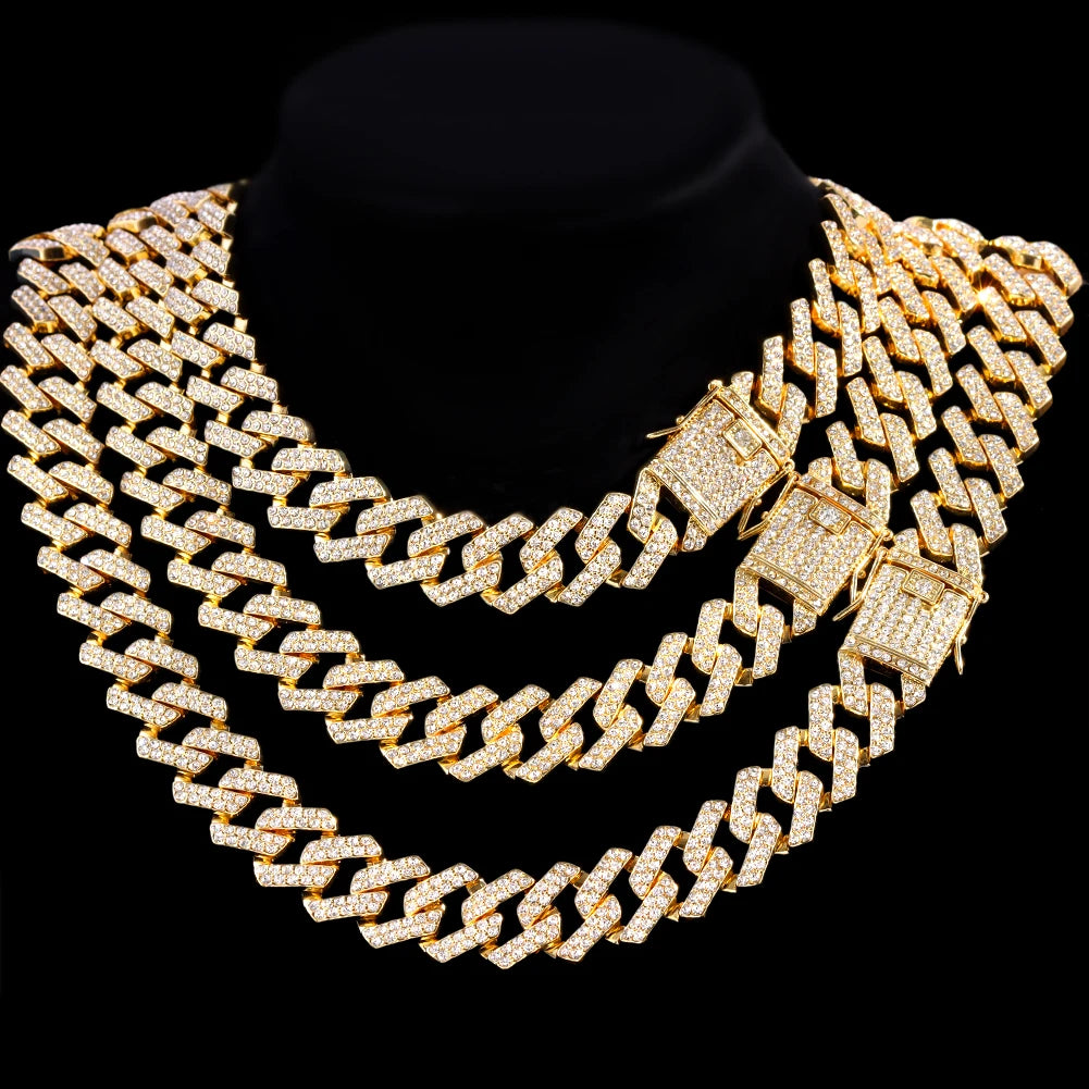Collier et bracelet en chaîne cubaine en diamants pour hommes et femmes