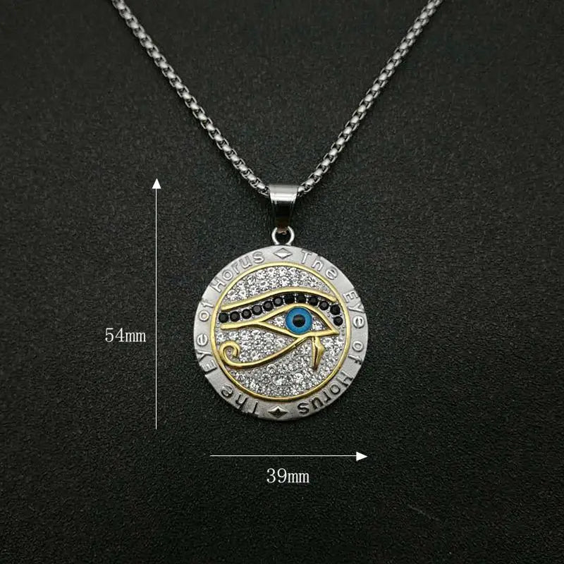 Pendentifs de l'Égypte Ancienne  en forme d'Œil d'Horus pour femmes et hommes en acier inoxydable couleur or