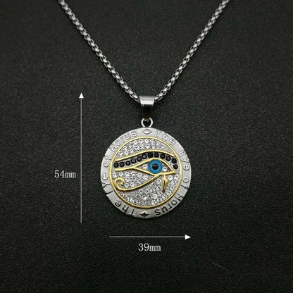 Pendentifs de l'Égypte Ancienne  en forme d'Œil d'Horus pour femmes et hommes en acier inoxydable couleur or