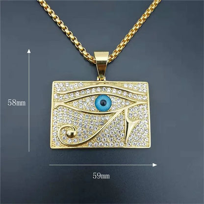 Pendentifs de l'Égypte Ancienne  en forme d'Œil d'Horus pour femmes et hommes en acier inoxydable couleur or