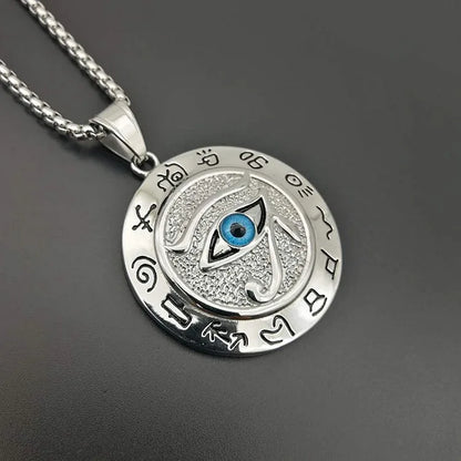 Pendentifs de l'Égypte Ancienne  en forme d'Œil d'Horus pour femmes et hommes en acier inoxydable couleur or