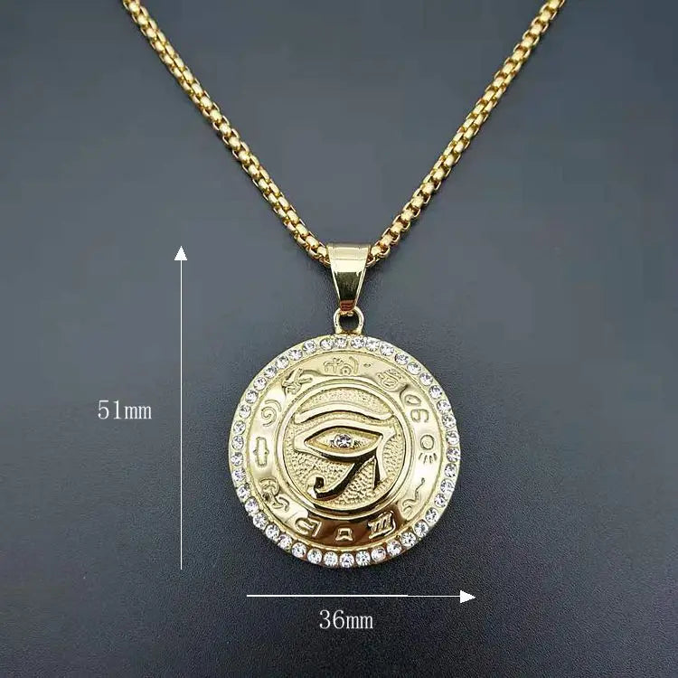 Pendentifs de l'Égypte Ancienne  en forme d'Œil d'Horus pour femmes et hommes en acier inoxydable couleur or
