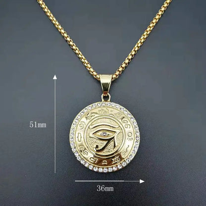 Pendentifs de l'Égypte Ancienne  en forme d'Œil d'Horus pour femmes et hommes en acier inoxydable couleur or