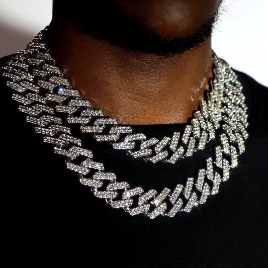 Collier et bracelet en chaîne cubaine en diamants pour hommes et femmes