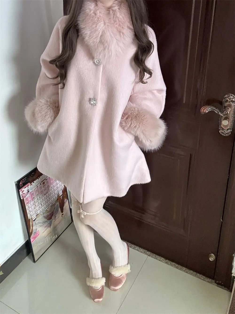 Manteau en laine pour femmes Famille Style Riche