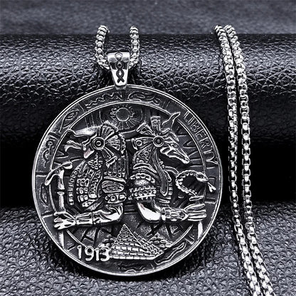Collier pour hommes en acier inoxydable avec croix ankh égyptienne, clé de la vie, bijoux, chaîne en acier inoxydable