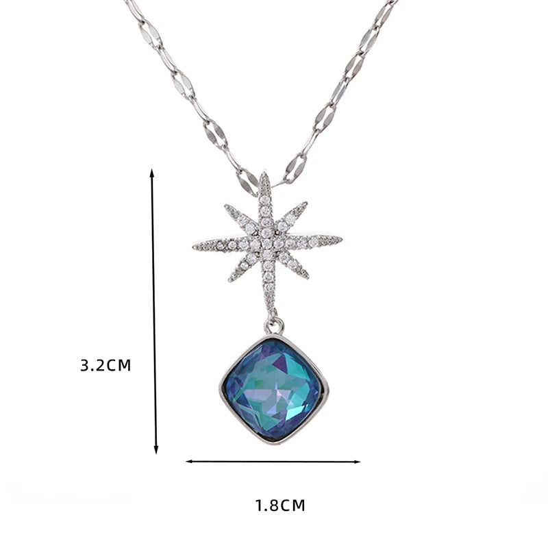 Collier en cristal avec pendentif en forme de cœur, bijou en acier inoxydable pour femmes