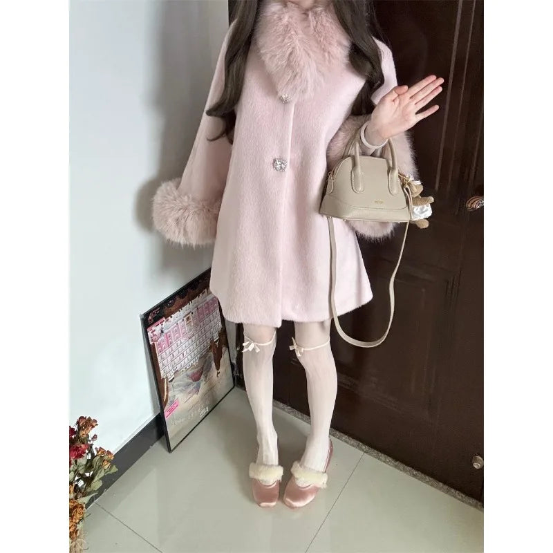 Manteau en laine pour femmes Famille Style Riche