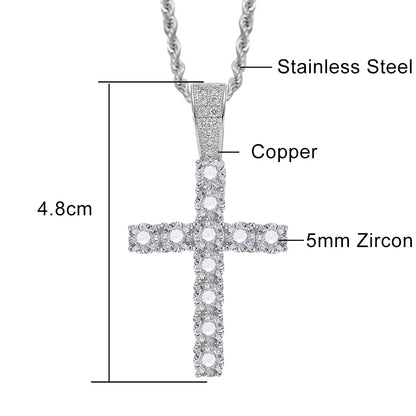 Colliers en croix ICE de 4/5 mm pour femmes et hommes, en acier inoxydable