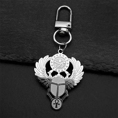 Colliers en acier inoxydable couleur or, symbole du scarabée égyptien œil de Ra Horus, collier clé de vie ankh,