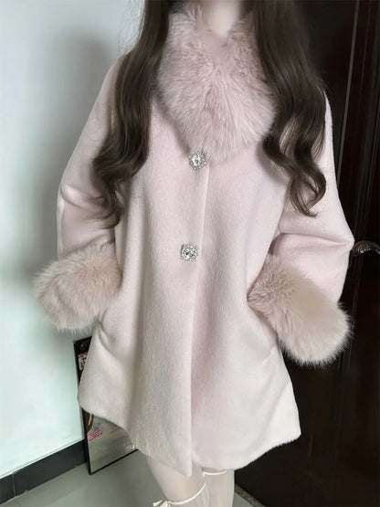 Manteau en laine pour femmes Famille Style Riche