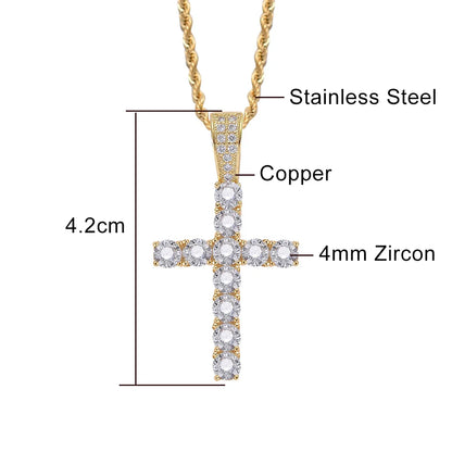 Colliers en croix ICE de 4/5 mm pour femmes et hommes, en acier inoxydable